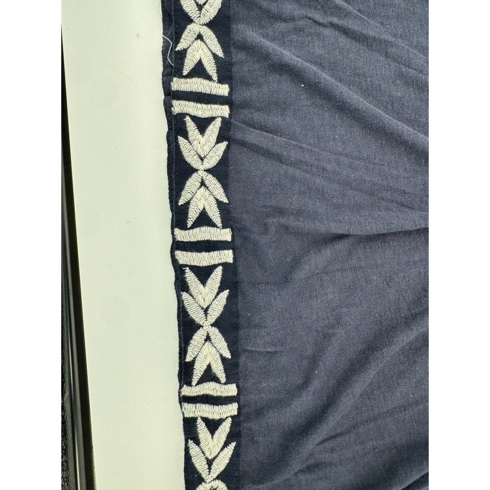 NWT Lucky Brand Embroidered Peasant Top Women L Navy Blue L/S Boho Blouse - Picture 9 of 16